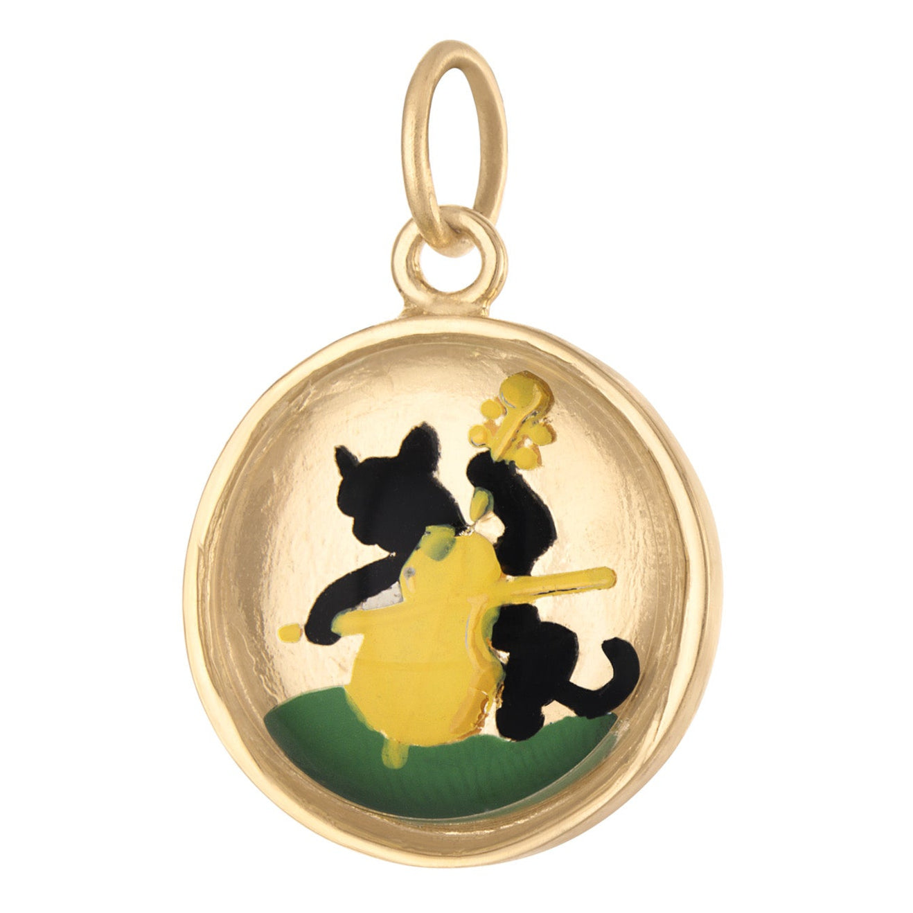 Vintage Cat and the Fiddle 14k Gold Charm